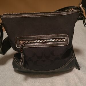Coach Vintage Black Crossbody Bag with Silver Accents